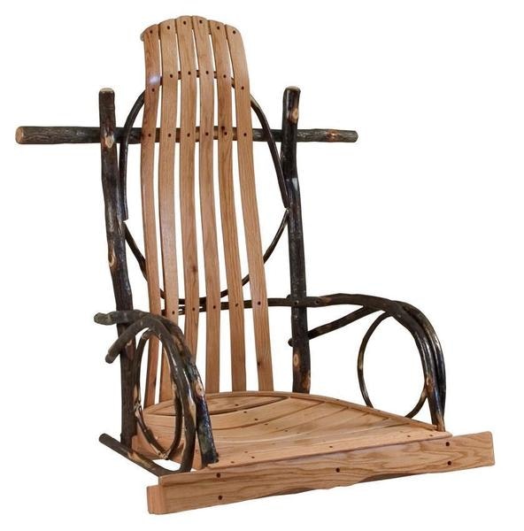 Amish Rustic Hickory Single Rocker Style Porch Swing